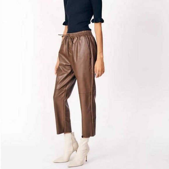 Deluc Fleetwood Nougat‎ Faux Leather Crop Pants - Picture 11 of 12